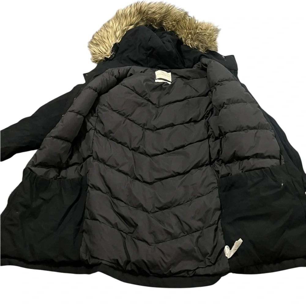 Community Black Wool-Blend Down Parka with Faux Fur Hood Medium - Picture 6 of 8